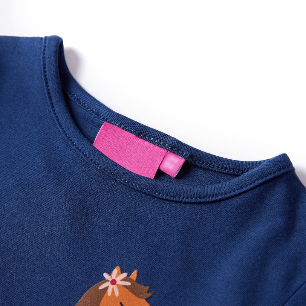 Детска тениска с дълъг ръкав, тъмносиня, 92