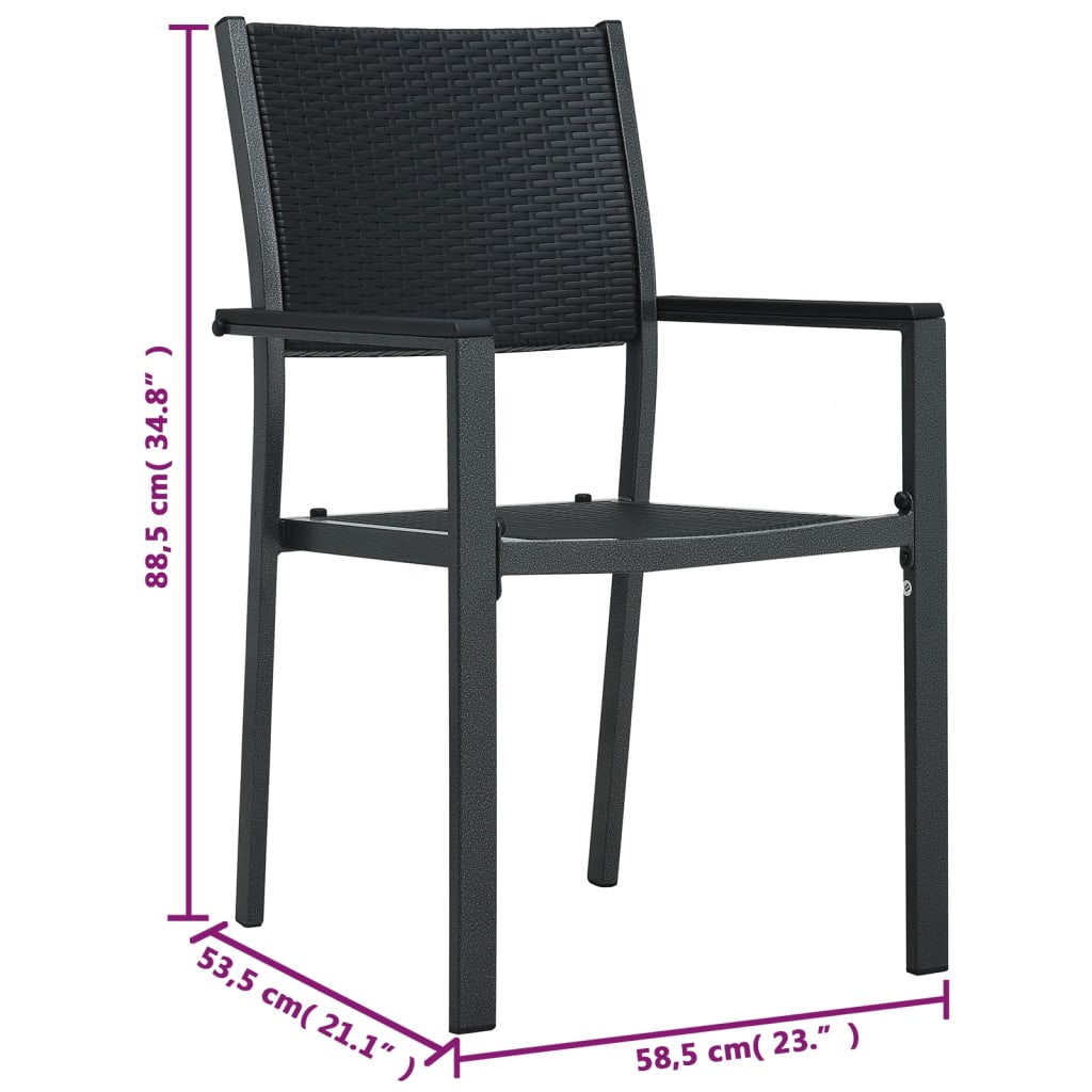 vidaXL Градински столове, 2 бр, черни, пластмасов ратан