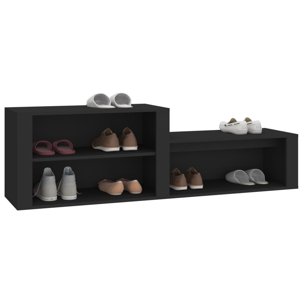 vidaXL Шкаф за обувки, черен, 150x35x45 см, инженерно дърво