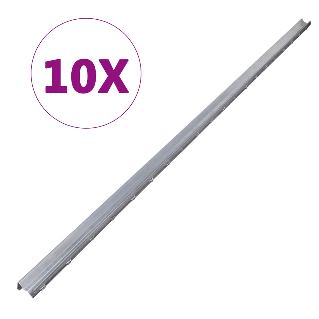 vidaXL 10 бр стълбове за ограда, поцинкована стомана, 2 м