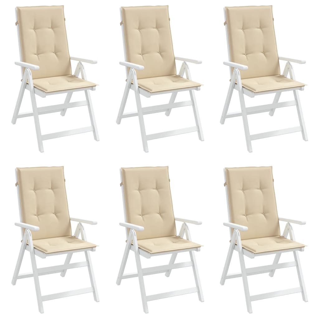 vidaXL Възглавници за столове с облегалки 6 бр бежови 120x50x3 см плат