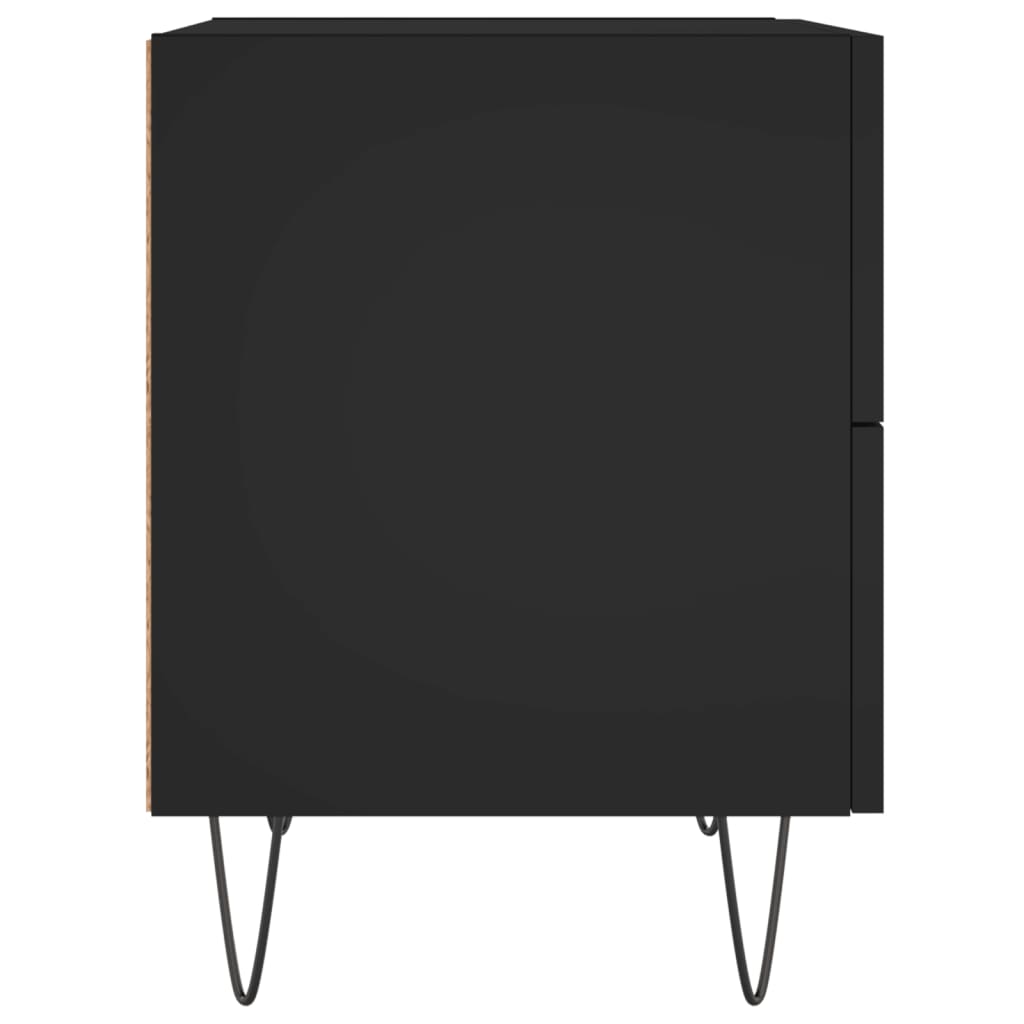 vidaXL Нощно шкафче, черно, 40x35x47,5 см, инженерно дърво