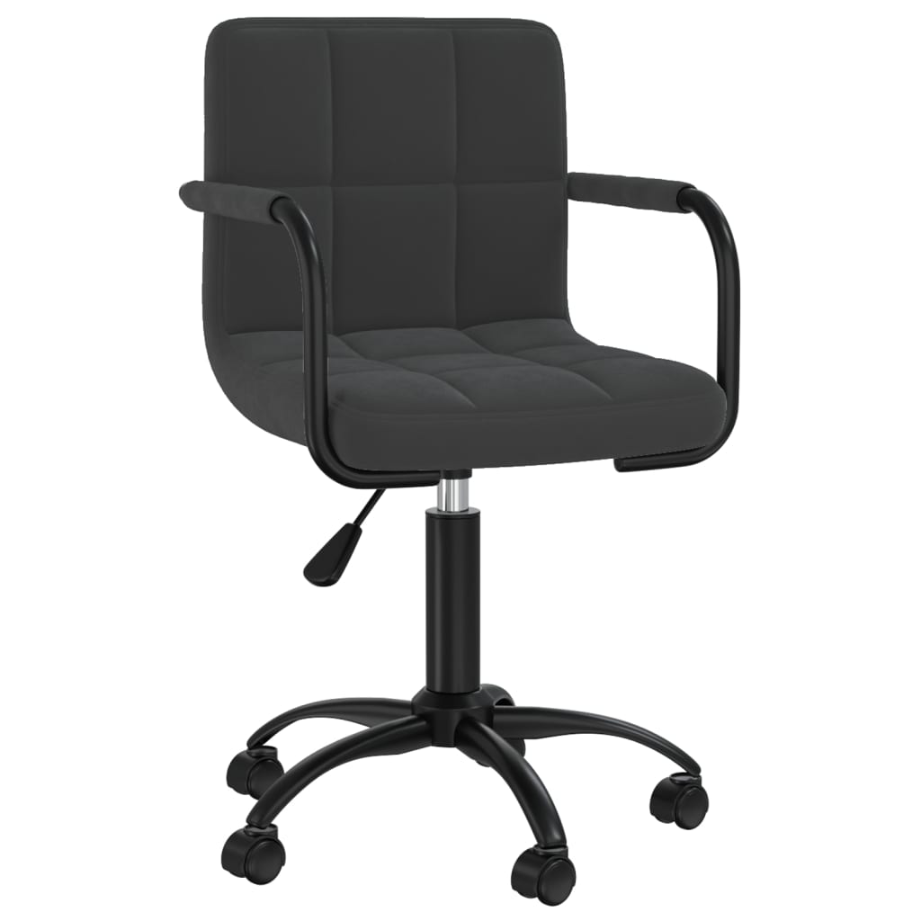 vidaXL Въртящ се офис стол, черен, кадифе