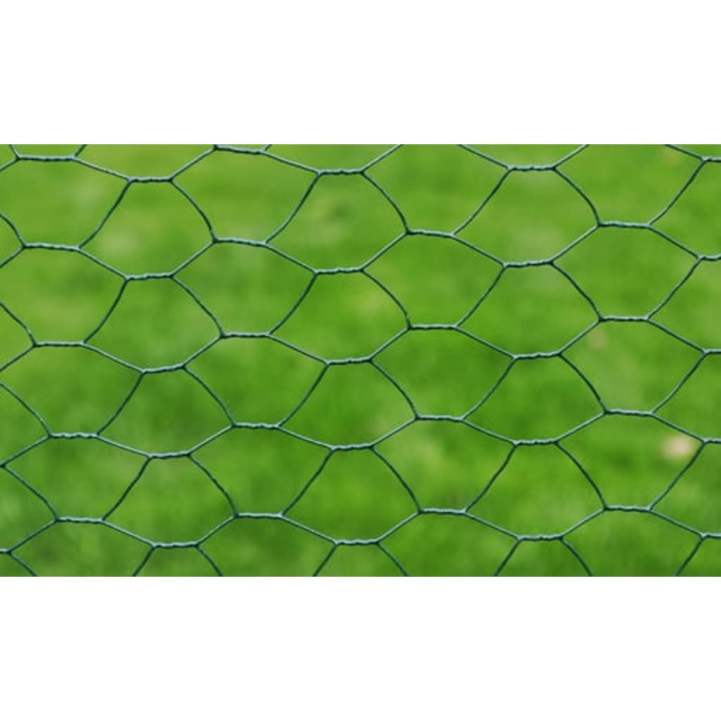 vidaXL Кокошкарска мрежа поцинкована с PVC покритие 25х0,75 м зелена