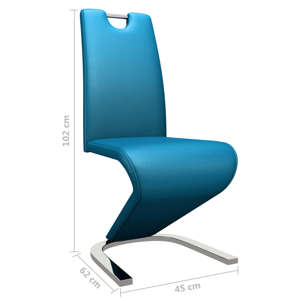 vidaXL Трапезни столове, зигзагообразни, 2 бр, сини, изкуствена кожа
