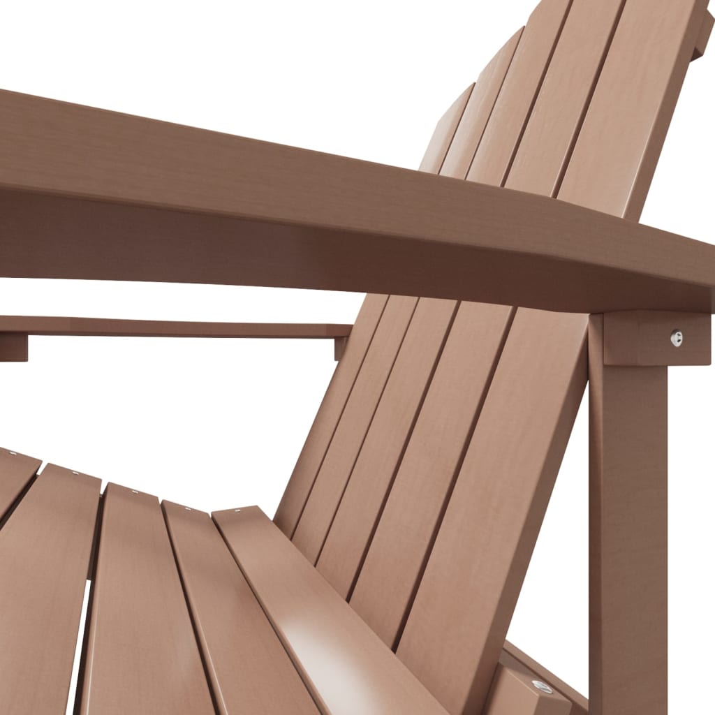 vidaXL Градински стол Adirondack с табуретка, HDPE, кафяв
