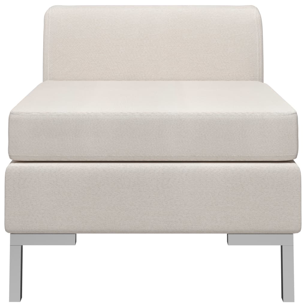 vidaXL Модулен среден диван с възглавница, текстил, кремав