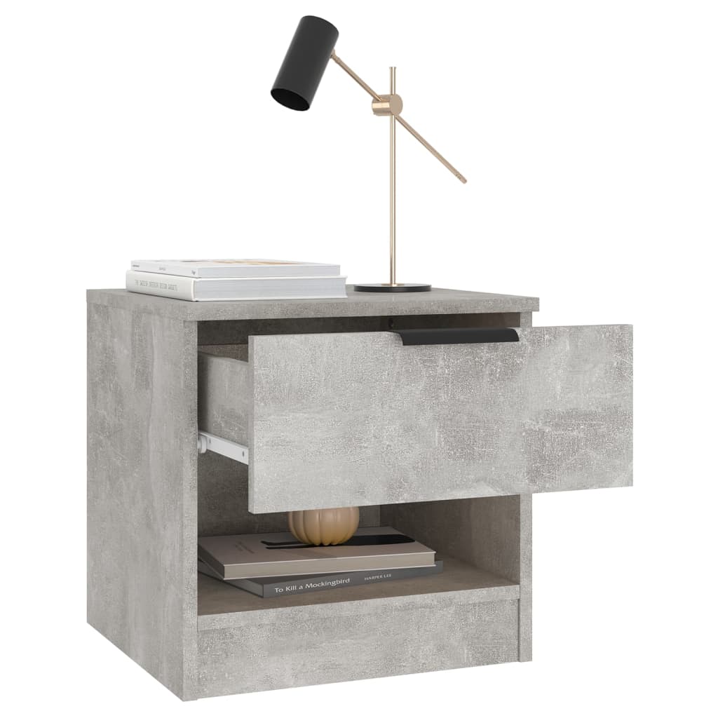 vidaXL Нощни шкафчета, 2 бр, бетонно сиво, инженерна дървесина