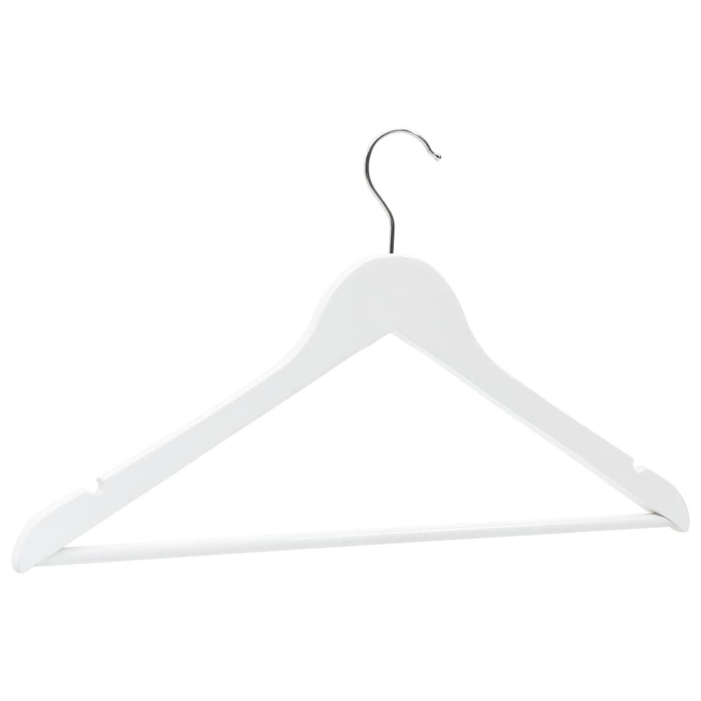 vidaXL 100 бр Комплект закачалки за дрехи антиплъзгащи бял дърво
