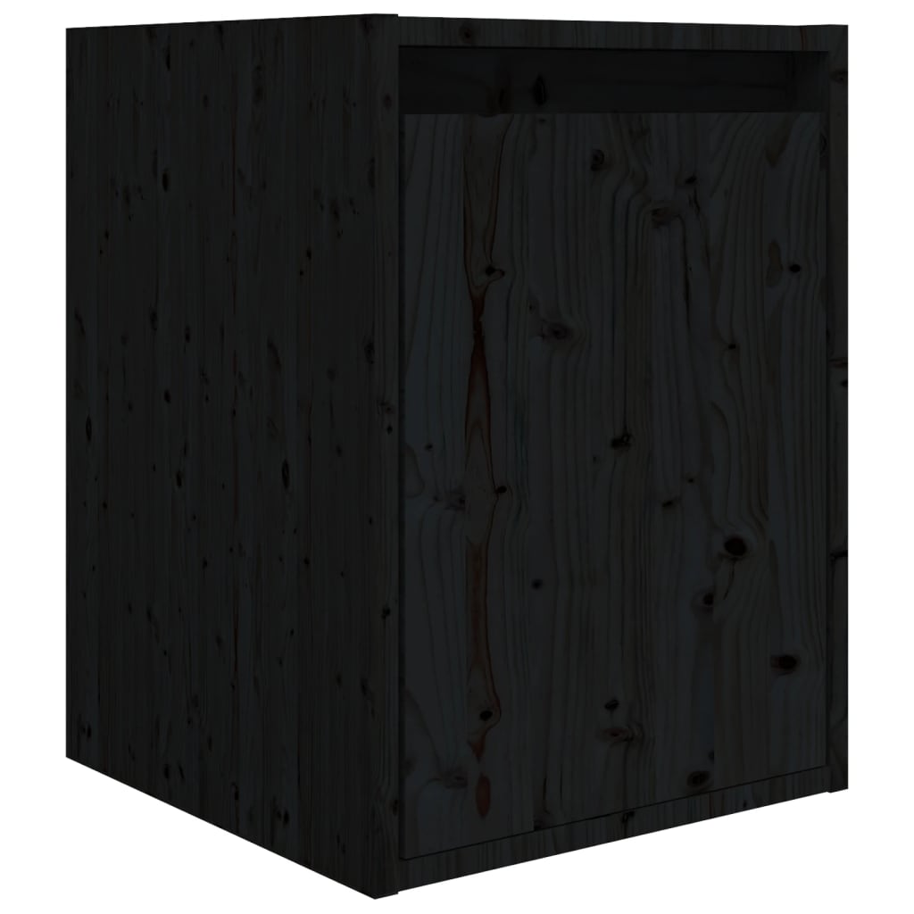 vidaXL ТВ шкафове, 8 бр, черни, бор масив