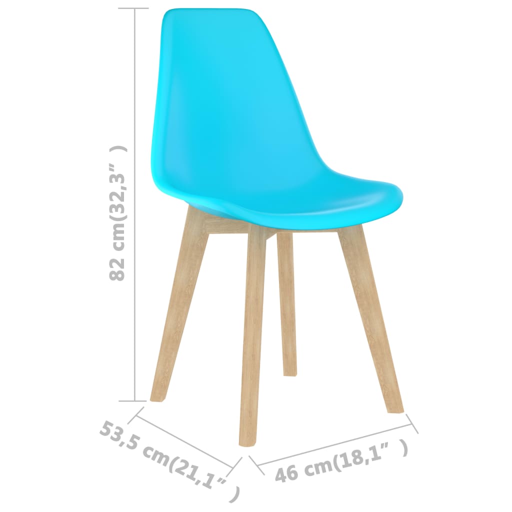vidaXL Трапезни столове, 6 бр, сини, пластмаса