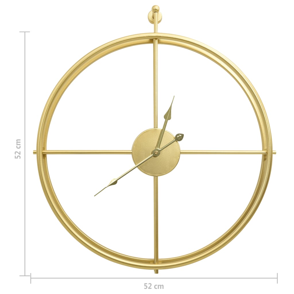 vidaXL Стенен часовник, златист, 52 см, желязо