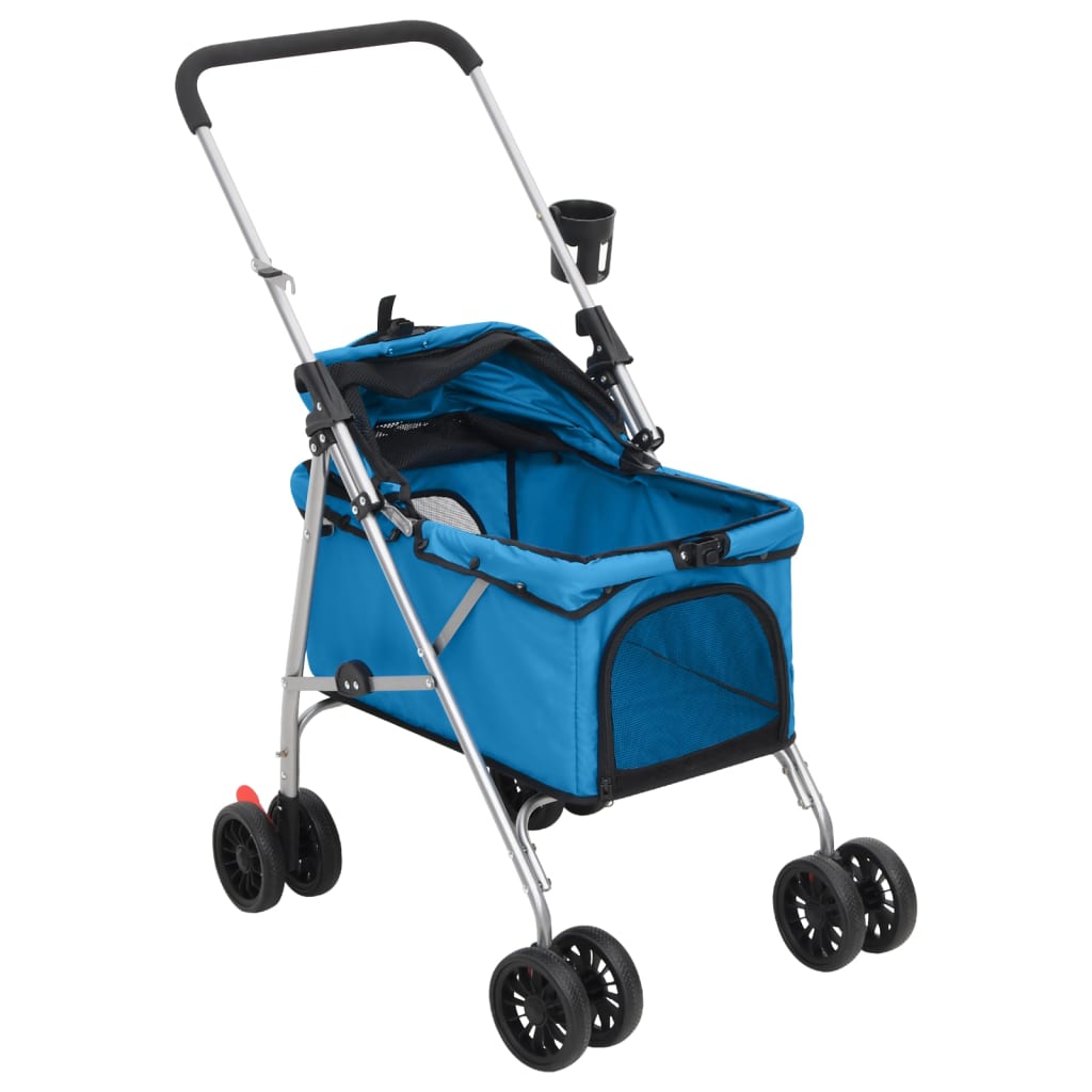 vidaXL Сгъваема количка за кучета синя 76x50x100 см Оксфорд плат