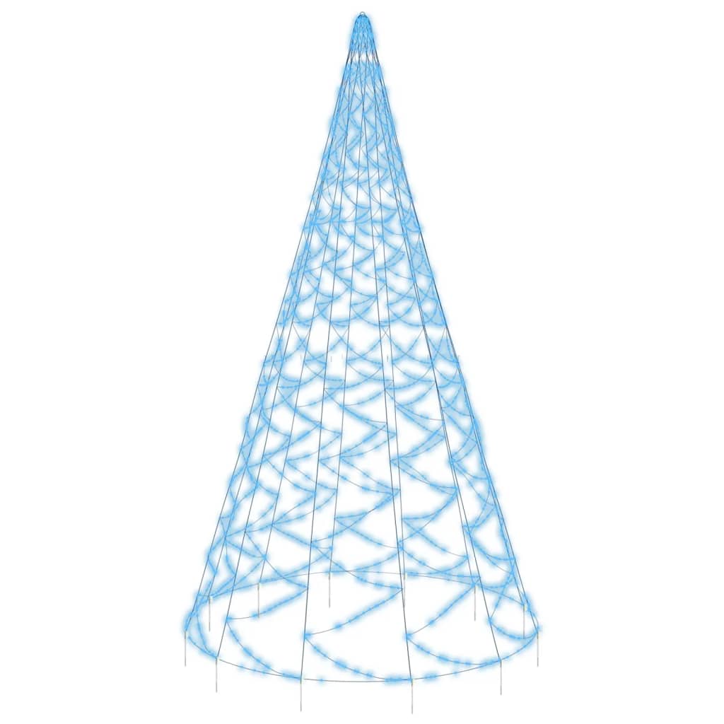 vidaXL Коледна елха на флагщок, синя, 1400 LED, 500 см
