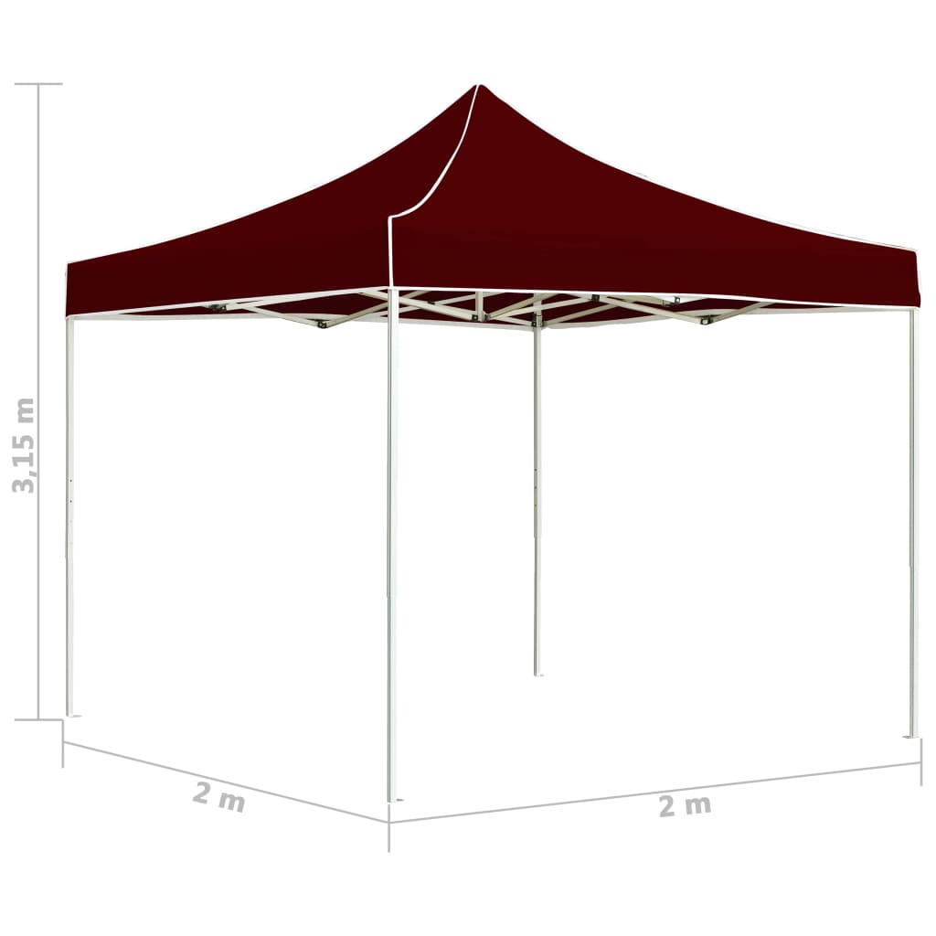vidaXL Професионална сгъваема парти шатра, алуминий, 2x2 м, бордо