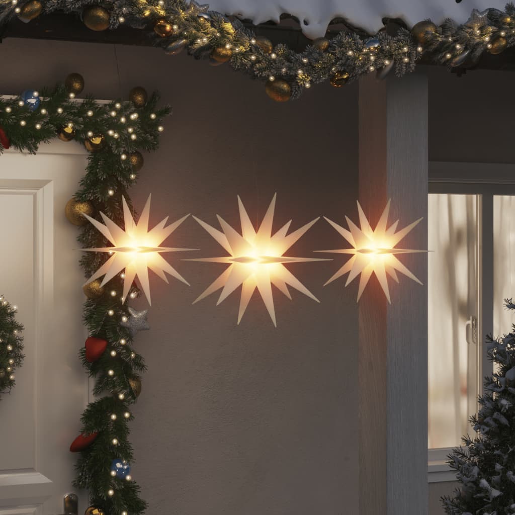 vidaXL Коледни лампи с LED, 3 бр, сгъваеми, бели