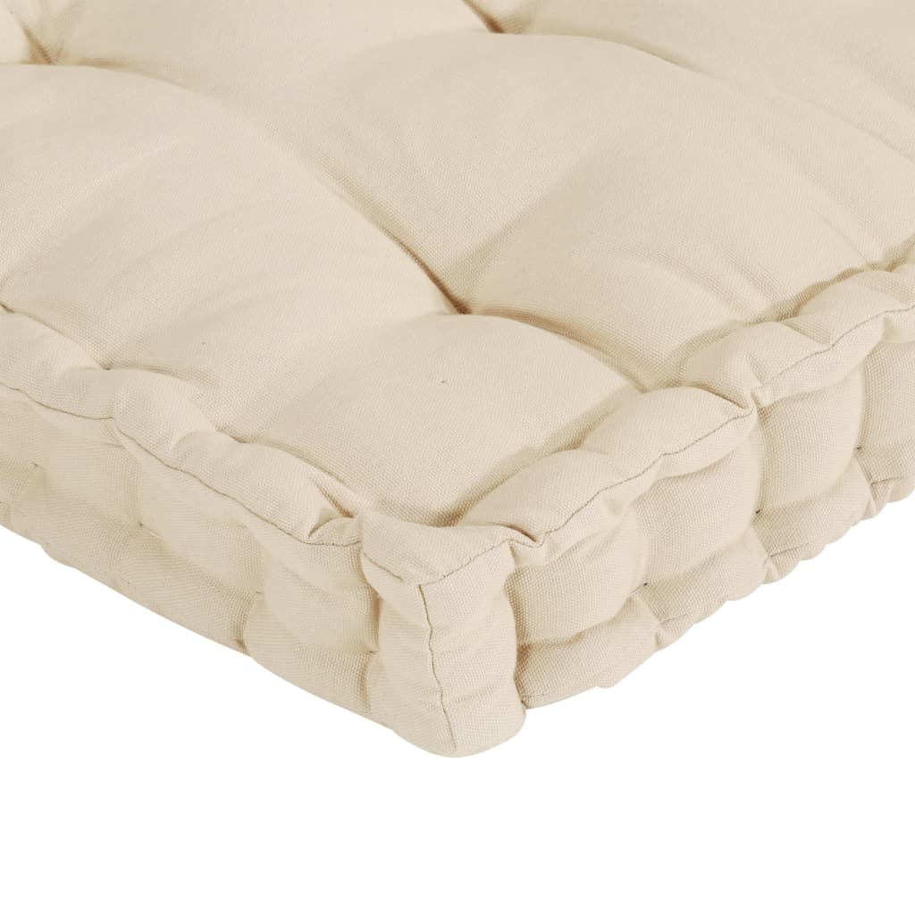 vidaXL Палетни възглавници за под, 6 бр, бежови, памук