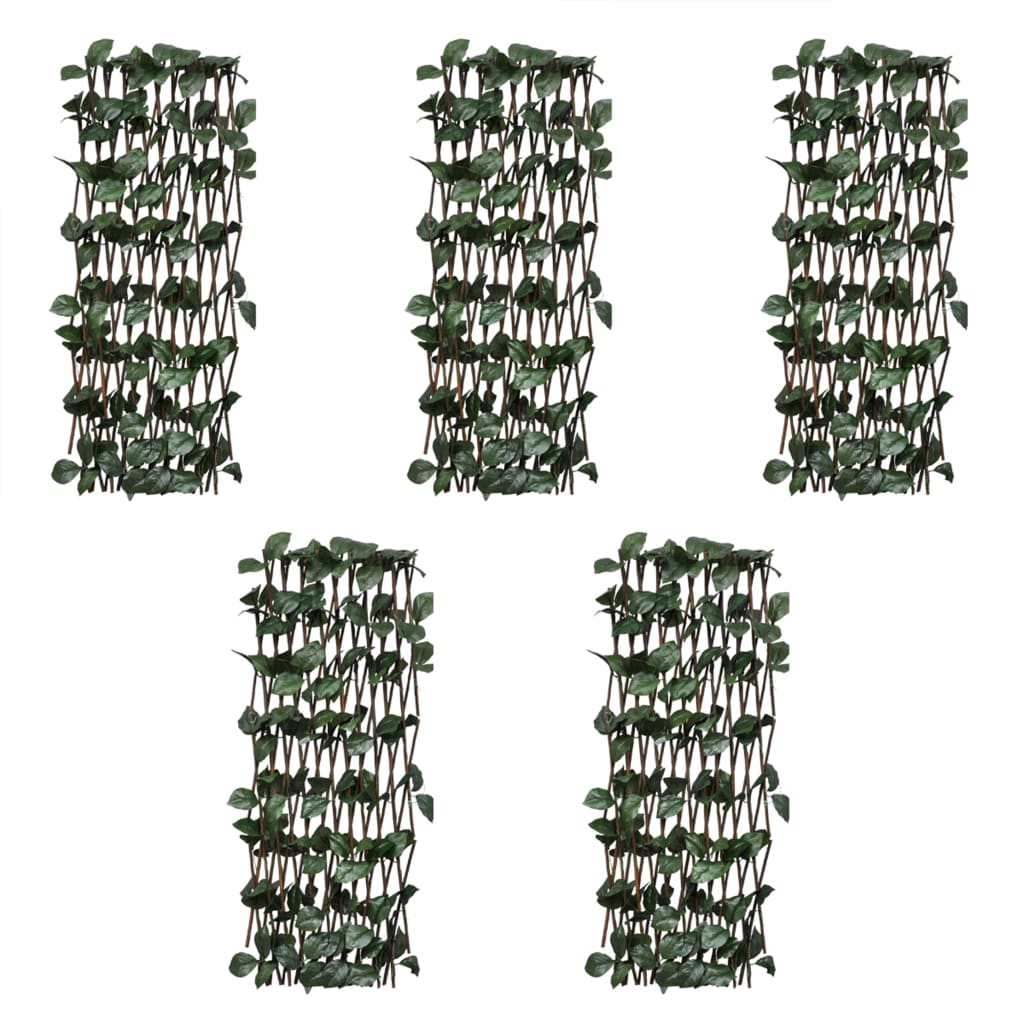 vidaXL Върбови огради хармоника, 5 бр, с изкуствени листа, 180x120 см