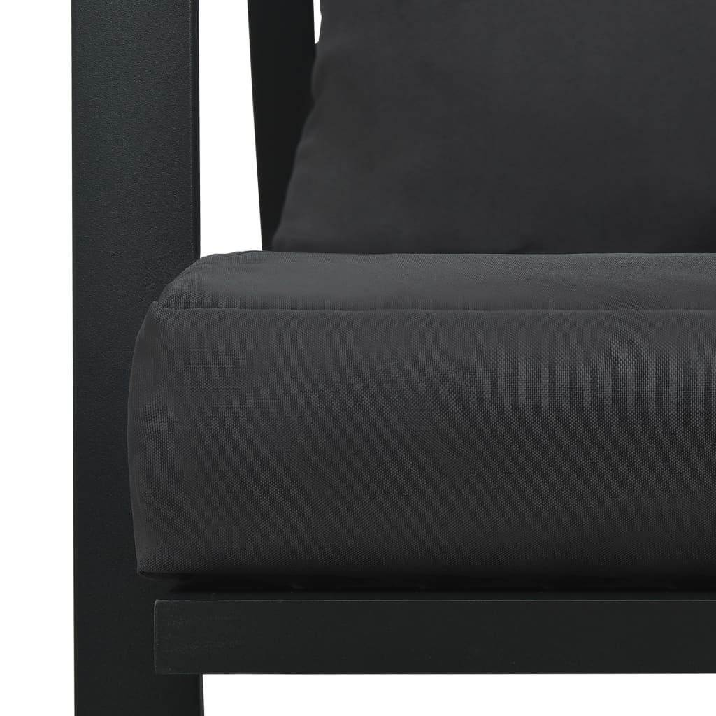 vidaXL Градински 2-местен диван с възглавници, тъмносив, алуминий