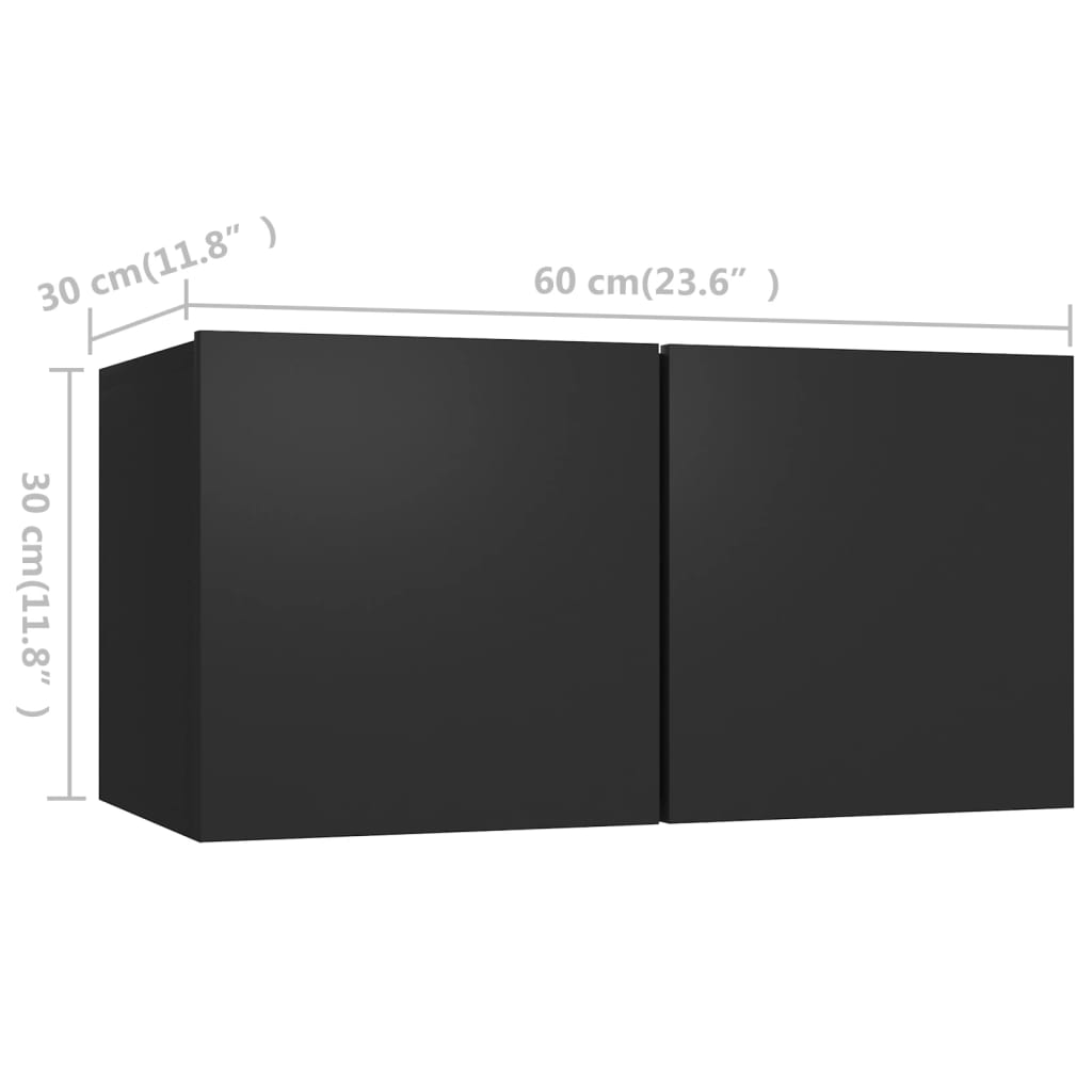 vidaXL Комплект ТВ шкафове от 3 части, черен, ПДЧ