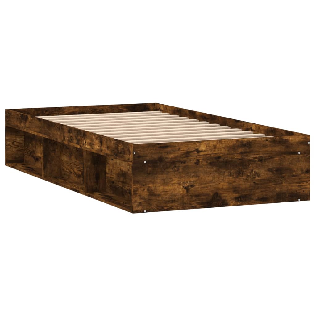 vidaXL Рамка за легло, опушен дъб, 100x200 см