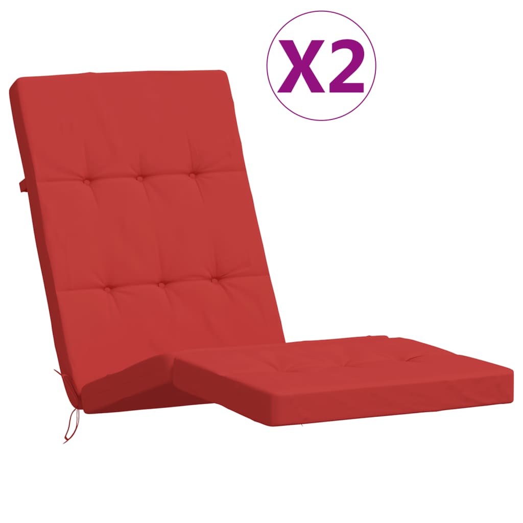 vidaXL Възглавници за столове шезлонги 2 бр червени Оксфорд плат