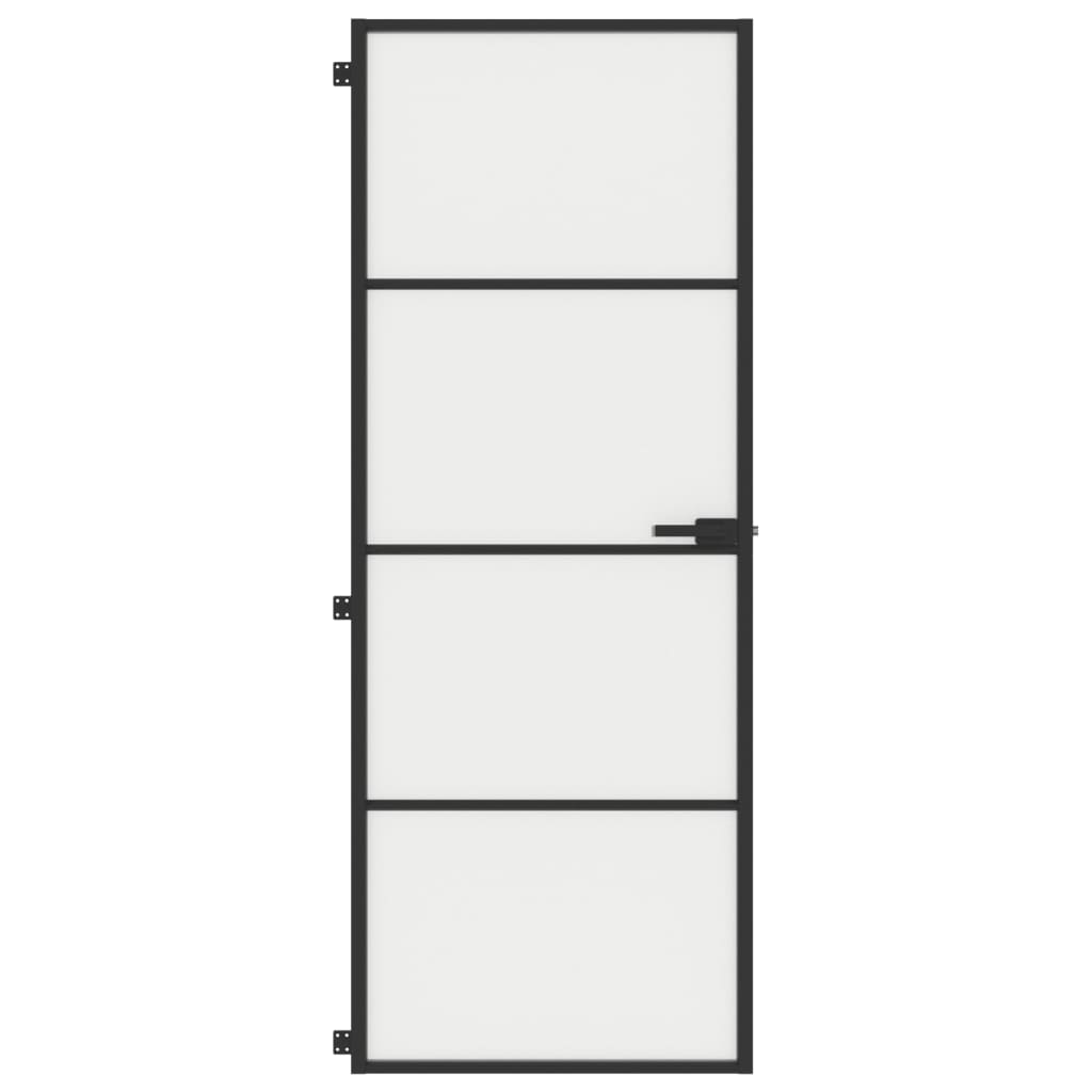 vidaXL Интериорна врата черна 76x201,5 см закалено стъкло и алуминий