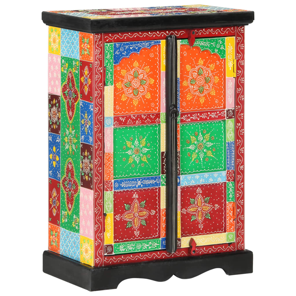vidaXL Ръчно декориран бюфет с врати, 53x30x75 см, дърво манго масив