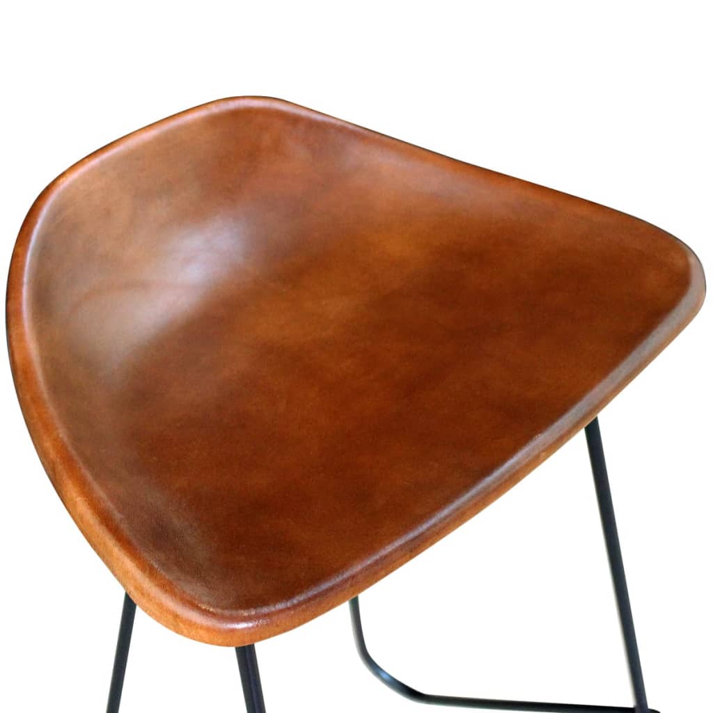 vidaXL Бар столове, 4 бр, естествена кожа, кафяви