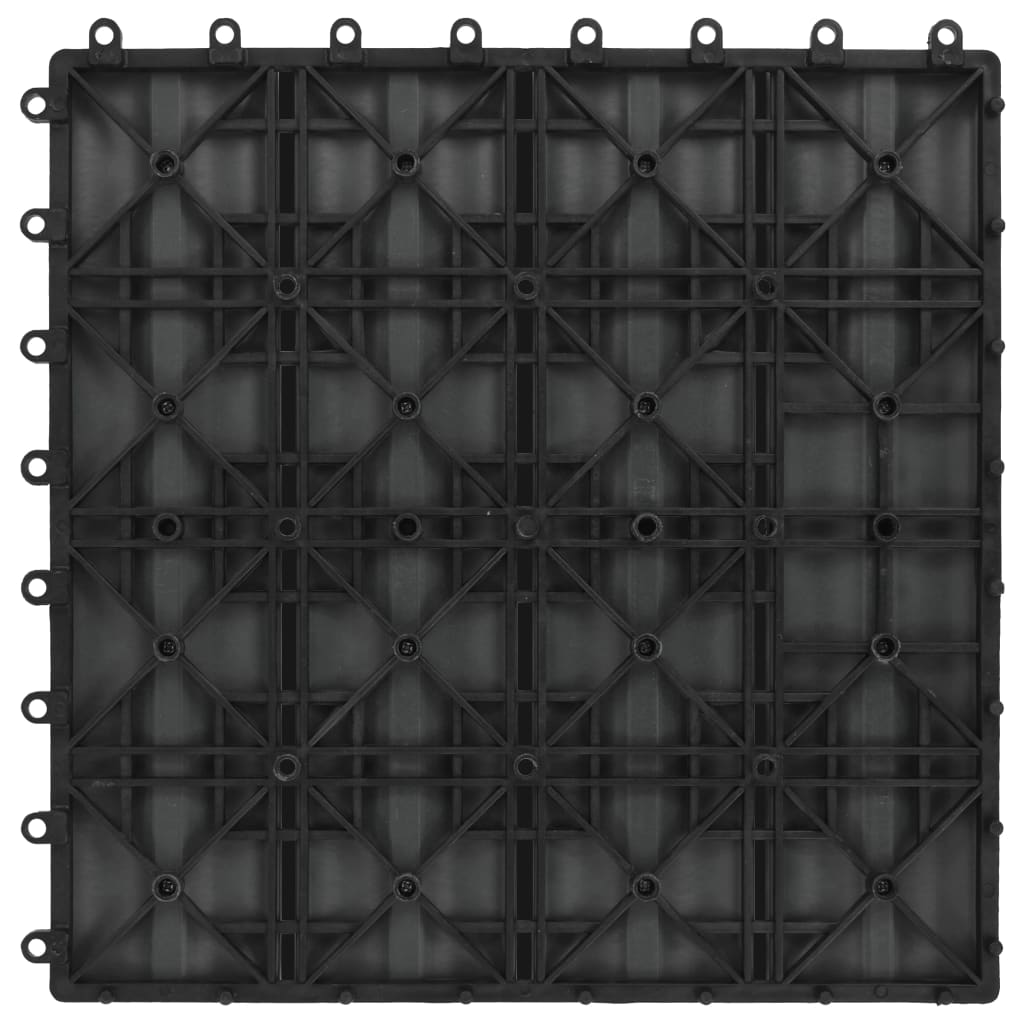 vidaXL WPC декинг плочки релефни 11 бр 30x30 см 1 кв.м. черни