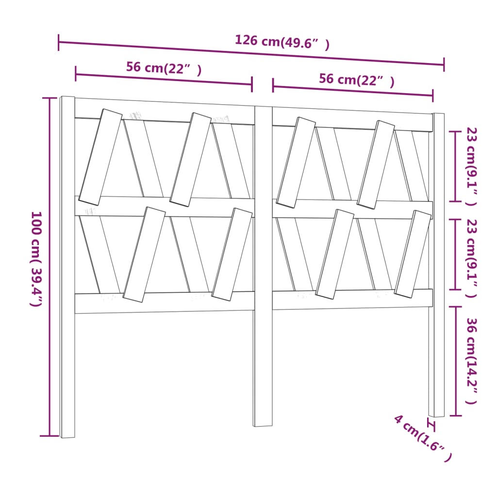 vidaXL Горна табла за легло, меденокафява, 126x4x100 см, бор масив