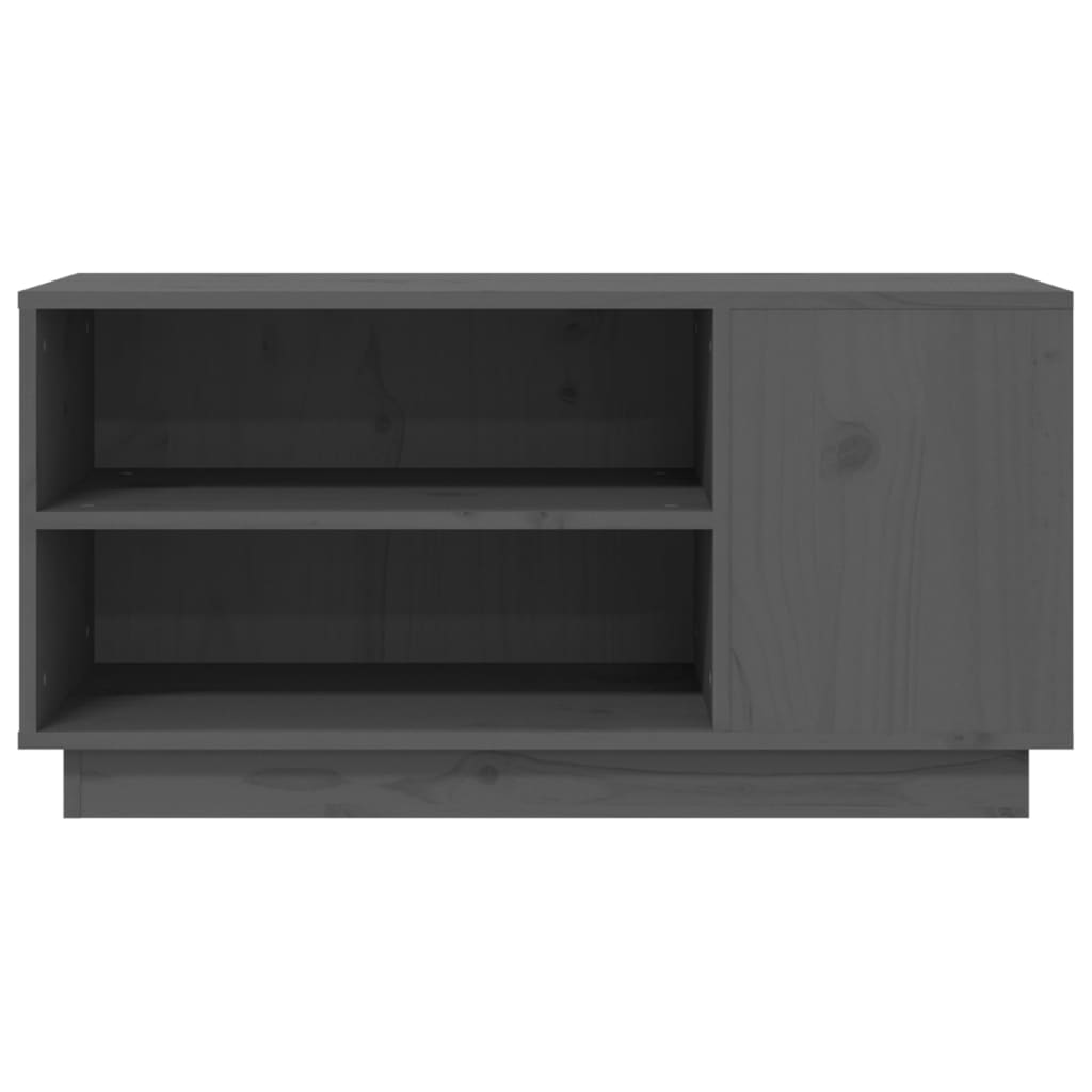 vidaXL ТВ шкаф, сив, 80x35x40,5 см, бор масив