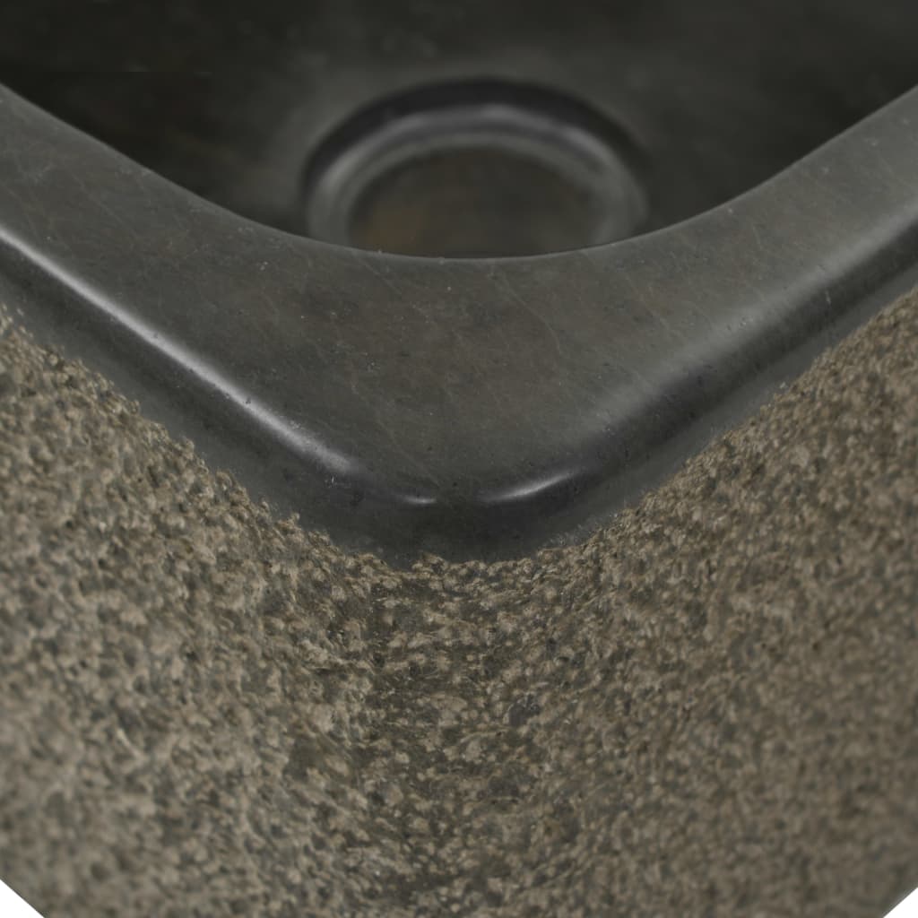 vidaXL Мивка, 30x30x15 см, речен камък, черна