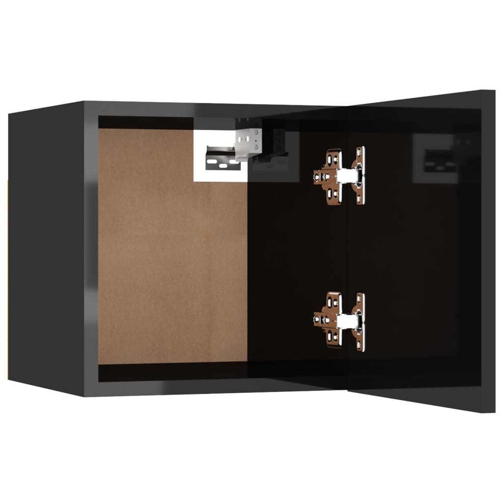 vidaXL ТВ шкаф за стенен монтаж, черен гланц, 30,5x30x30 см