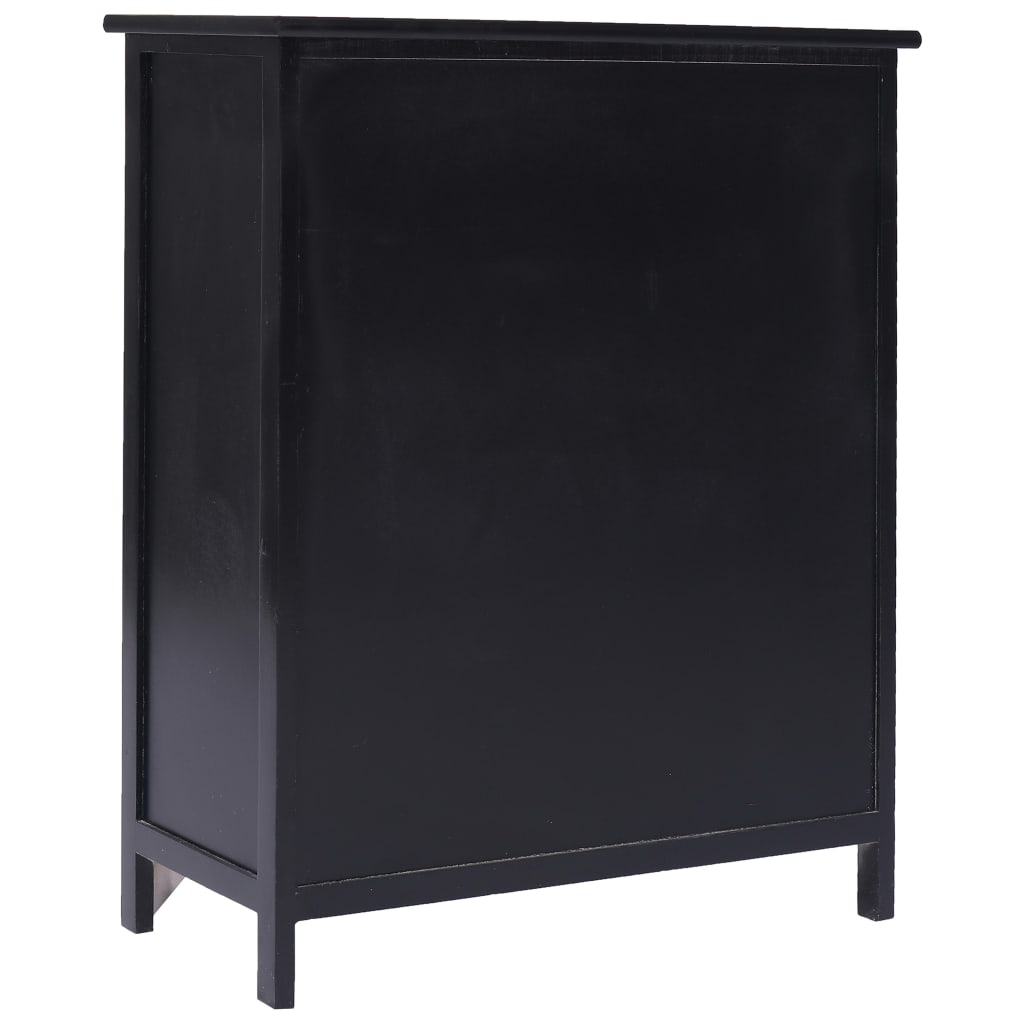 vidaXL Страничен шкаф с 6 чекмеджета, черен, 60x30x75 см, пауловния