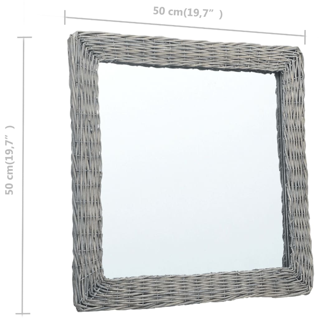 vidaXL Огледало, 50x50 см, ракита