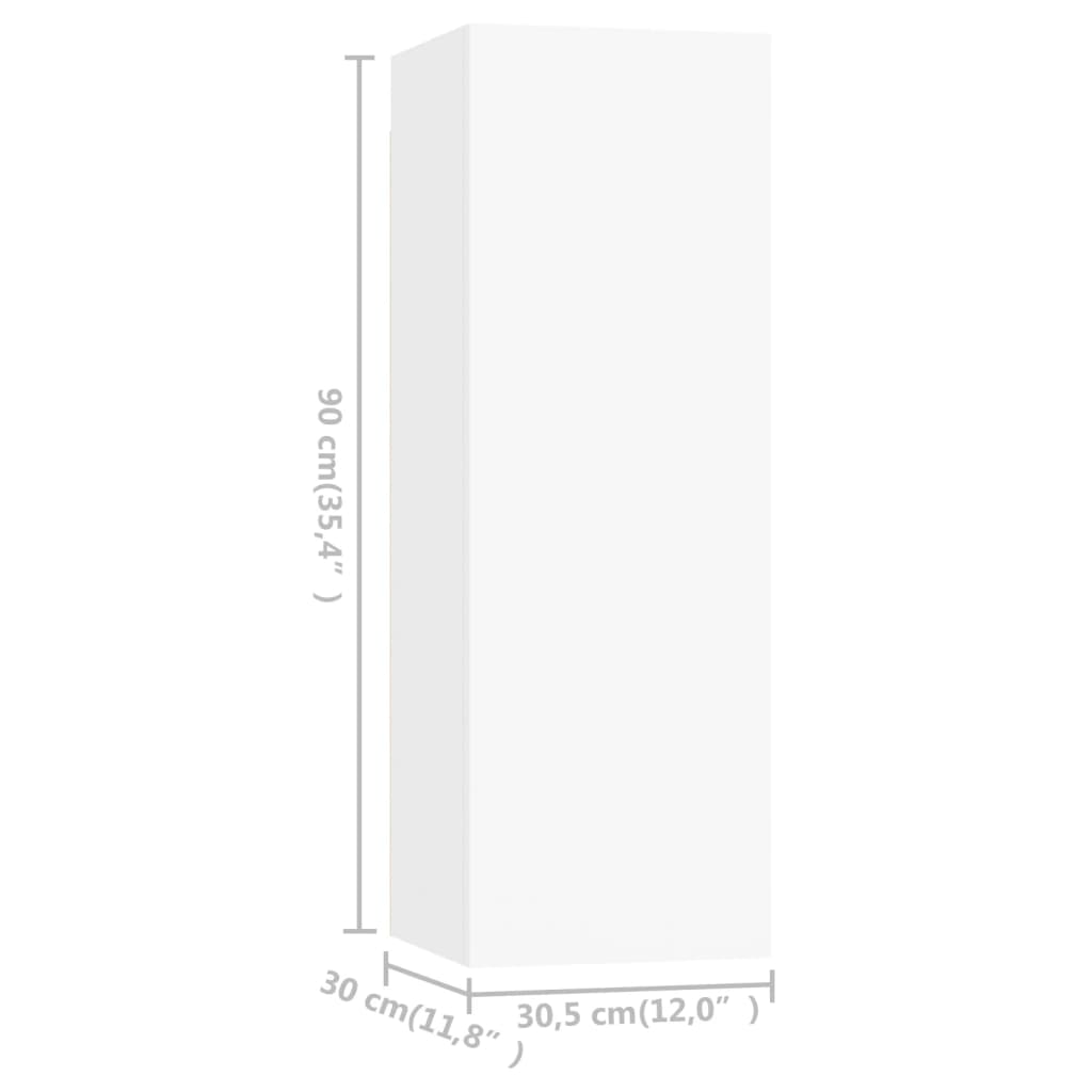 vidaXL ТВ шкаф, бял, 30,5x30x90 см, ПДЧ