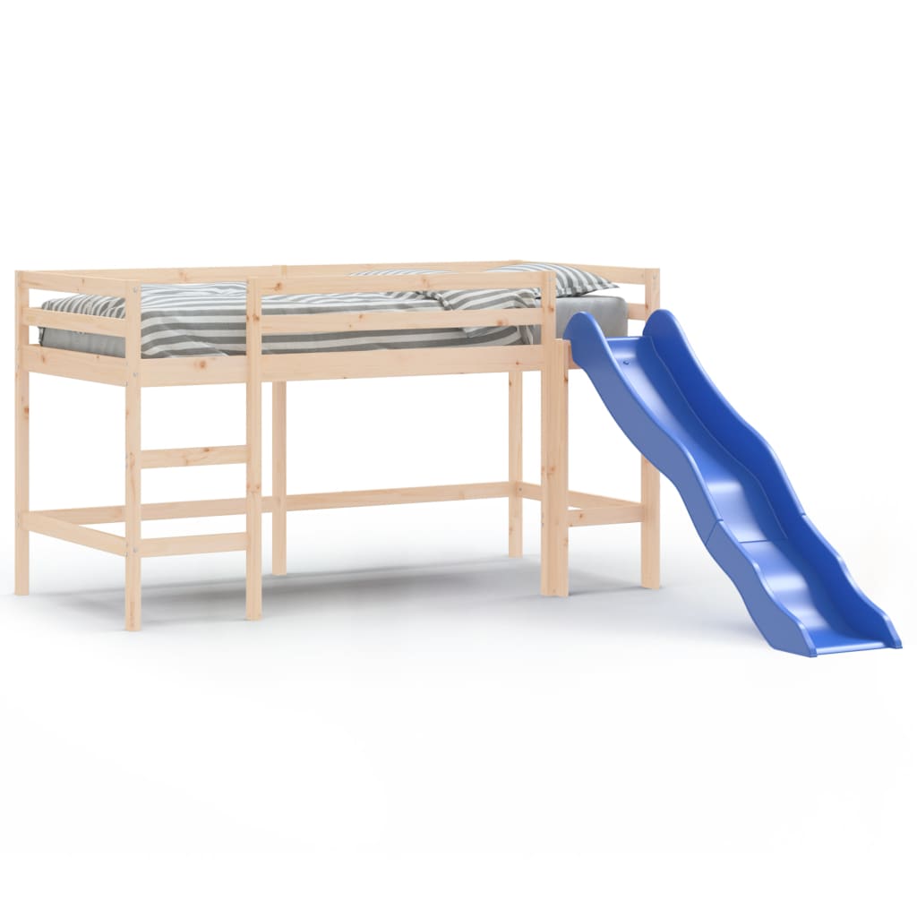 vidaXL Детско високо легло с пързалка, 80x200 см, бор масив