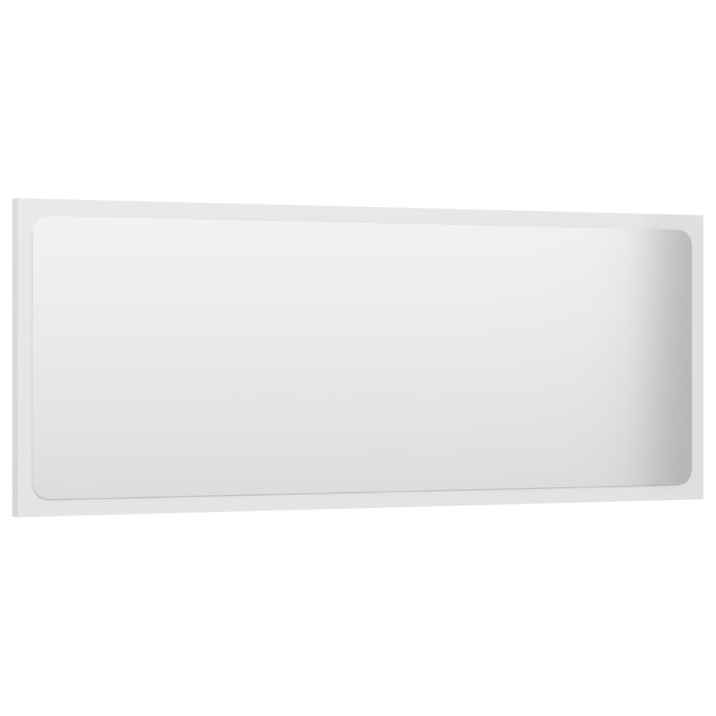 vidaXL Огледало за баня, бял гланц, 100x1,5x37 см, ПДЧ