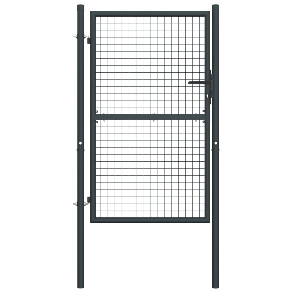 vidaXL Мрежеста градинска врата, поцинкована стомана, 100x200 см, сива