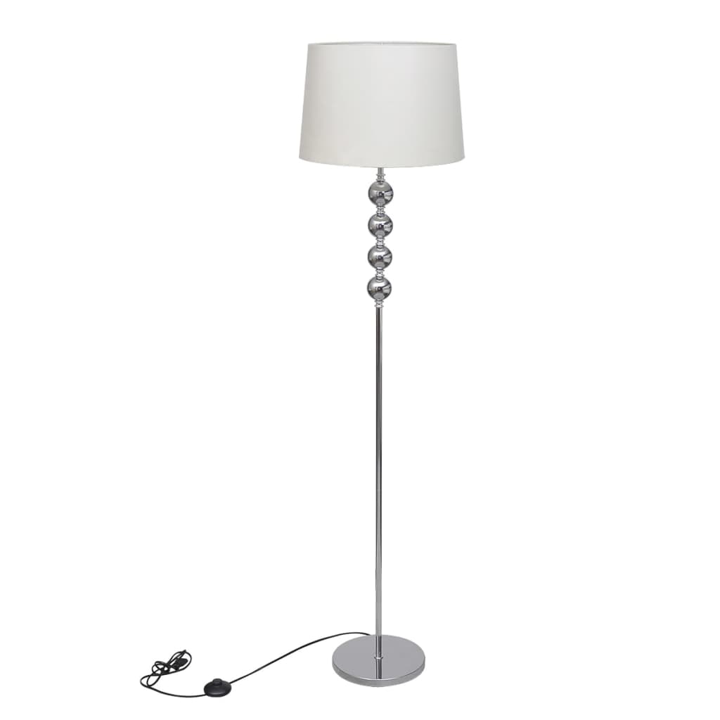 Елегантна лампа, с висока стойка и 4 декоративни топки, бяла