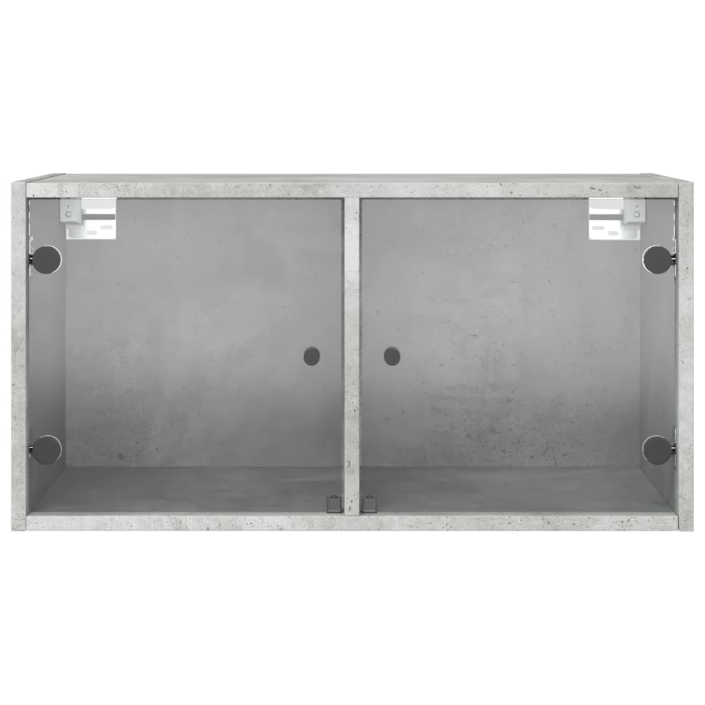 vidaXL Стенен шкаф със стъклени врати, бетонно сив, 68,5x37x35 см