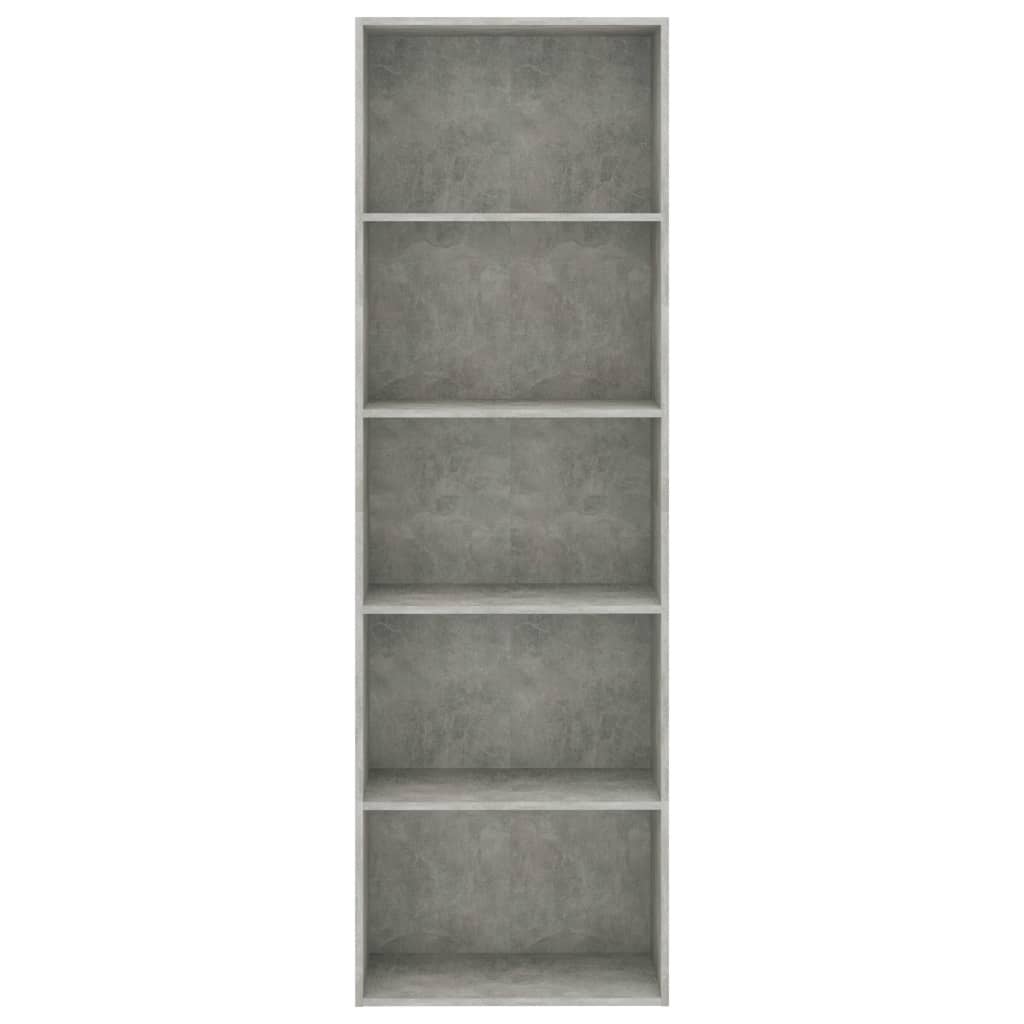 vidaXL 5-етажна библиотека, бетонно сива, 60x30x189 см, ПДЧ