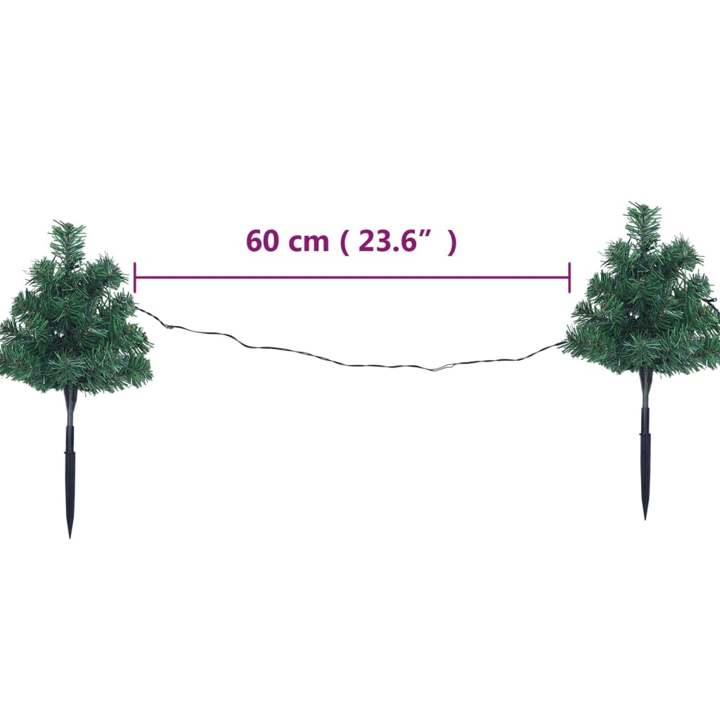 vidaXL Коледни елхи за пътеки 6 бр с многоцветни LED 45 см PVC