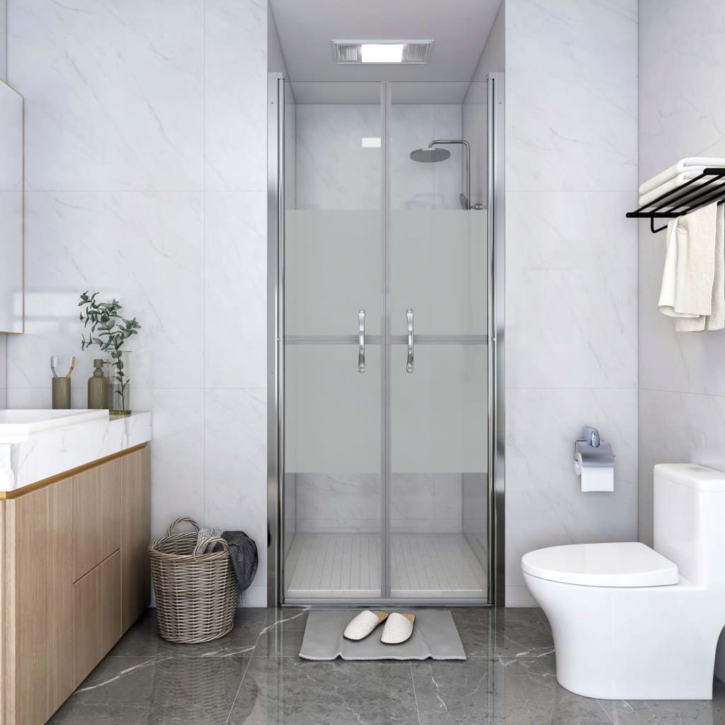 vidaXL Врата за душ, полуматирано ESG стъкло, 86x190 см