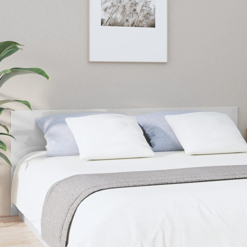 vidaXL Табла за легло, бял гланц, 200x1,5x80 см, инженерна дървесина