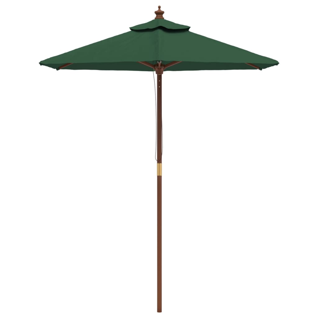 vidaXL Градински чадър с дървен прът, зелен, 196x231 см