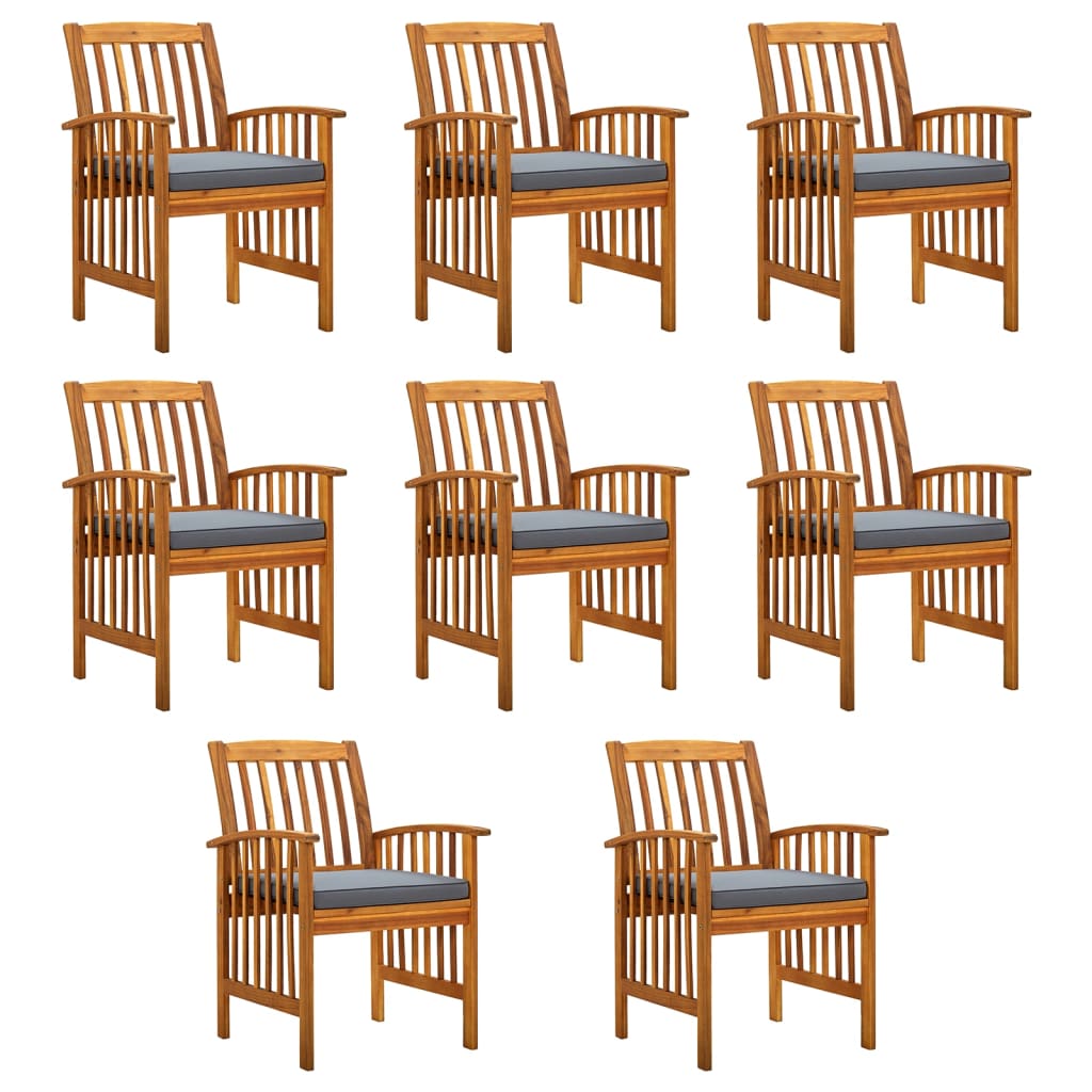 vidaXL Градински трапезни столове 8 бр с възглавници масивна акация