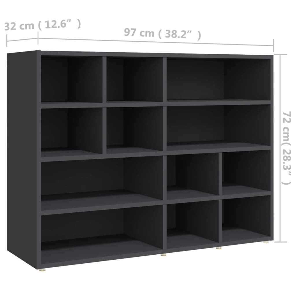 vidaXL Страничен шкаф, сив, 97x32x72 см, ПДЧ