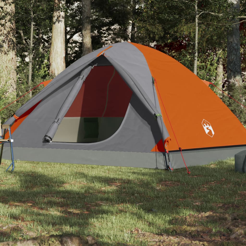 vidaXL Куполна къмпинг палатка, 6-местна, сиво-оранжева, водоустойчива